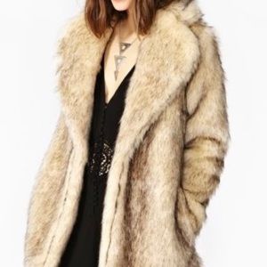 MinkPink Faux Fur Cruella Coat S